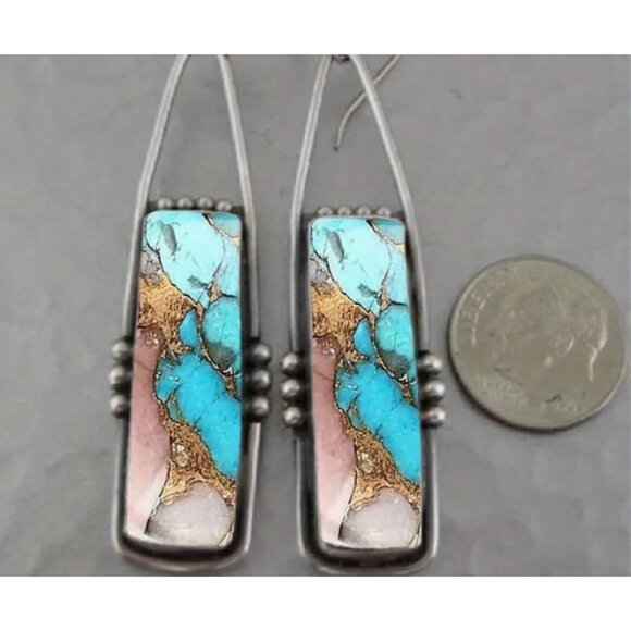 Bohemian Blue Geometric‎ Dangle Costume Jewelry - Picture 3 of 3